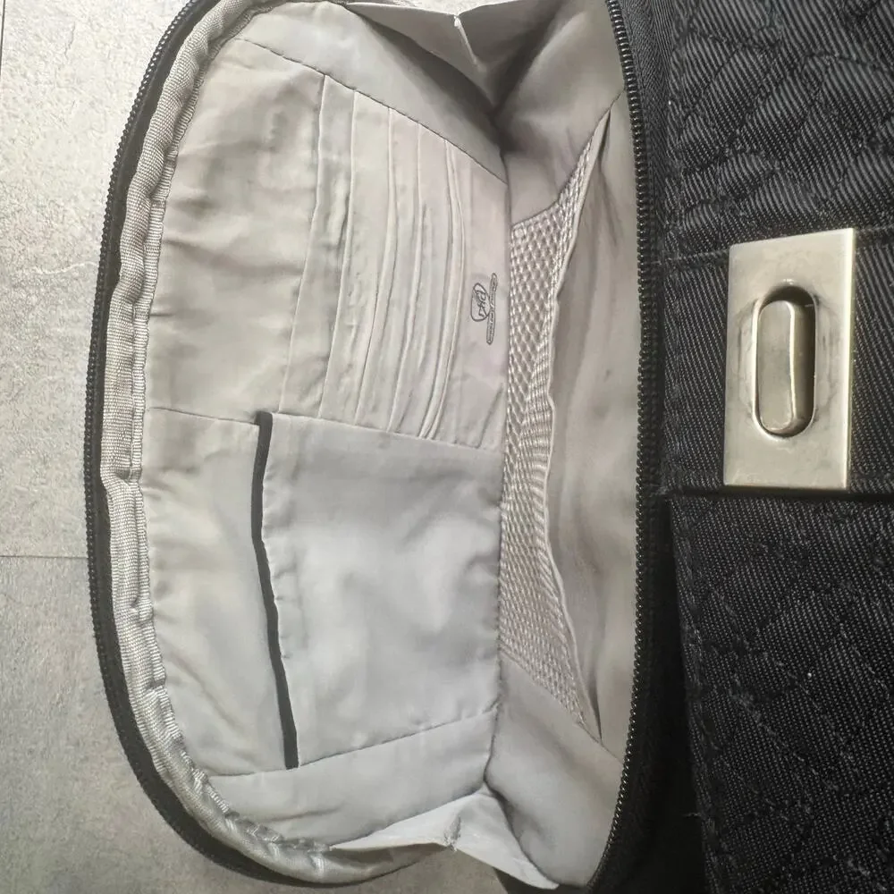Travelon Quilted Nylon Crossbody Anti Theft Purse Black Messenger Shoulder Bag